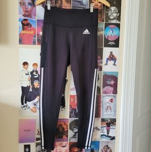 Adidas 7/8 Length Black and White Stripe Leggings